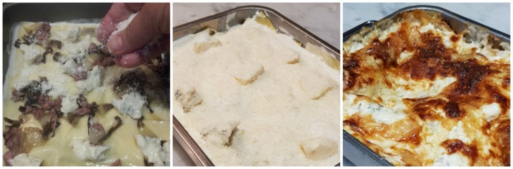 delicious lasagna with radicchio and gorgonzola