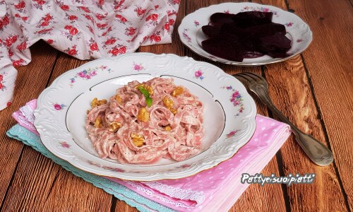 Beetroot Tagliatelle with Walnut Sauce