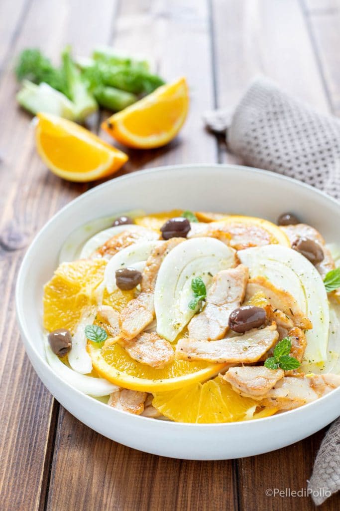 fennel, orange, and chicken salad