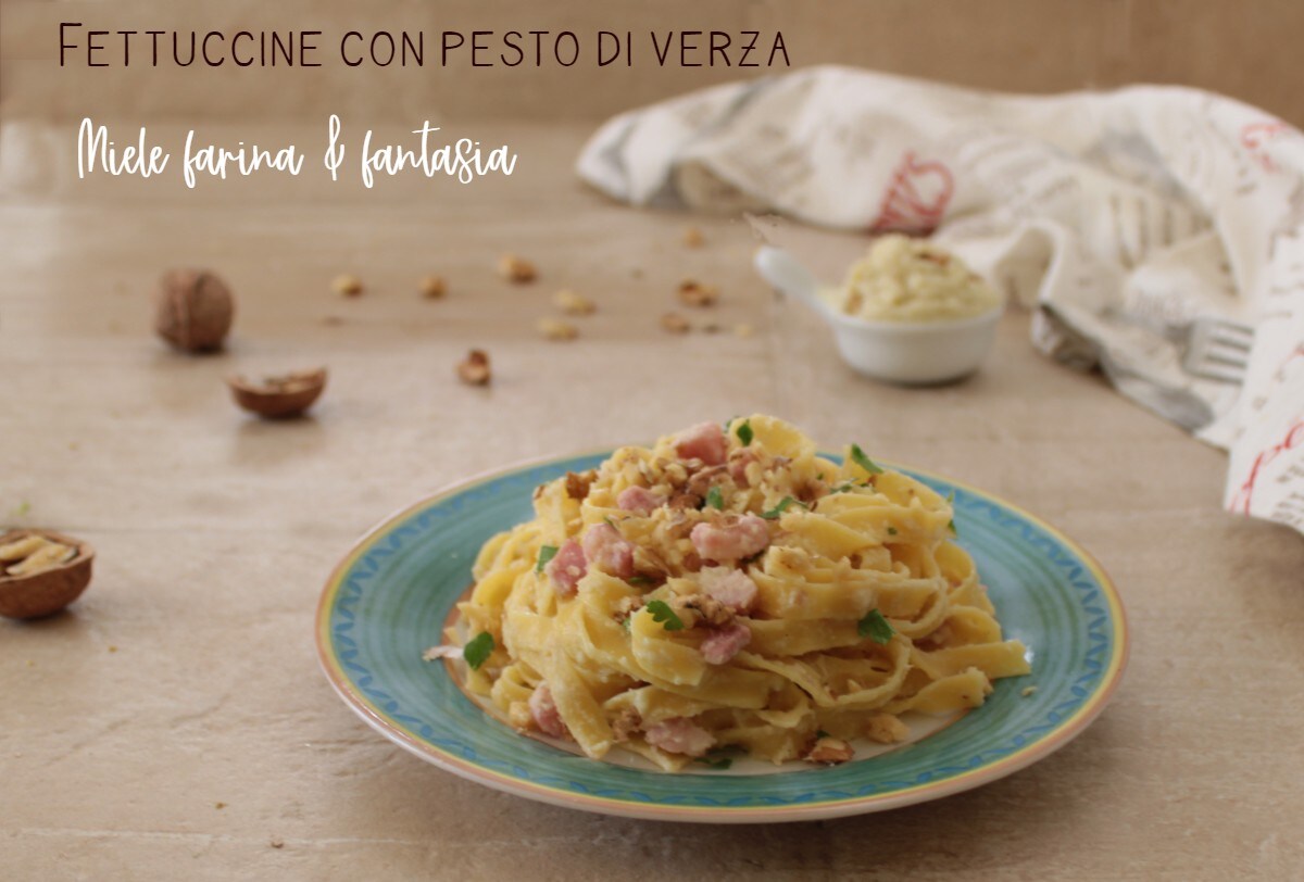 Fettuccine with Savoy Cabbage and Walnut Pesto