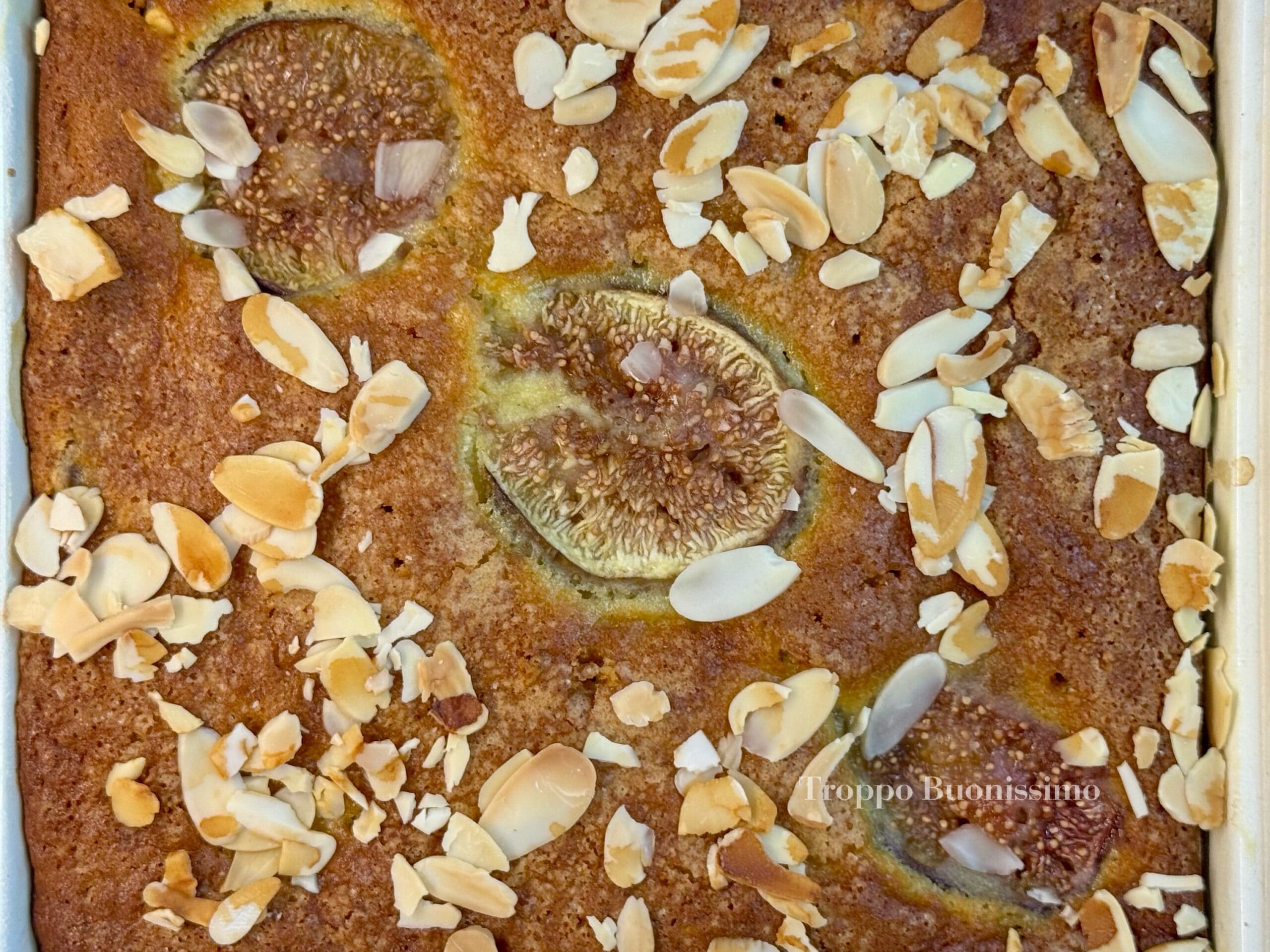Soft Cake with Fresh Figs, Almonds, and White Chocolate