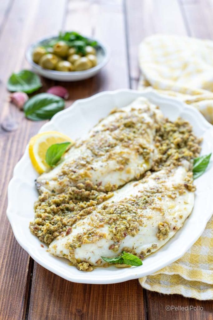 fish fillets with olives and capers