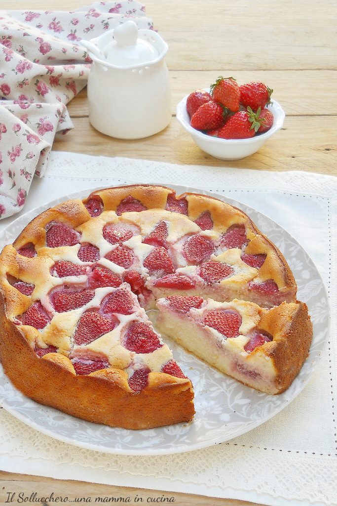 flourless ricotta and strawberry cake vertical