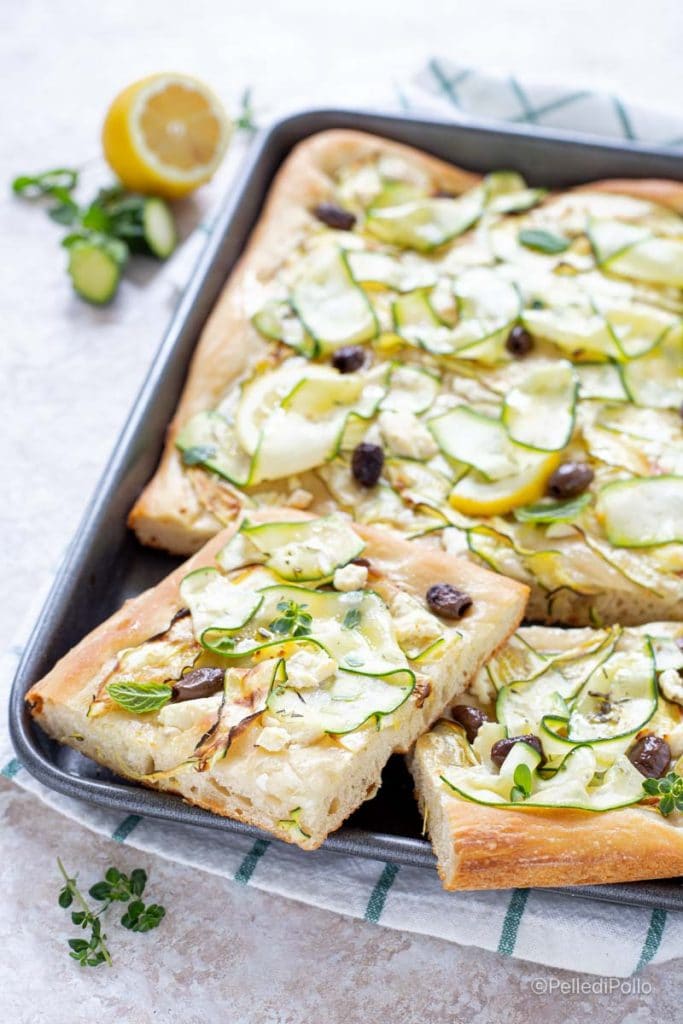 white pizza with zucchini and ricotta