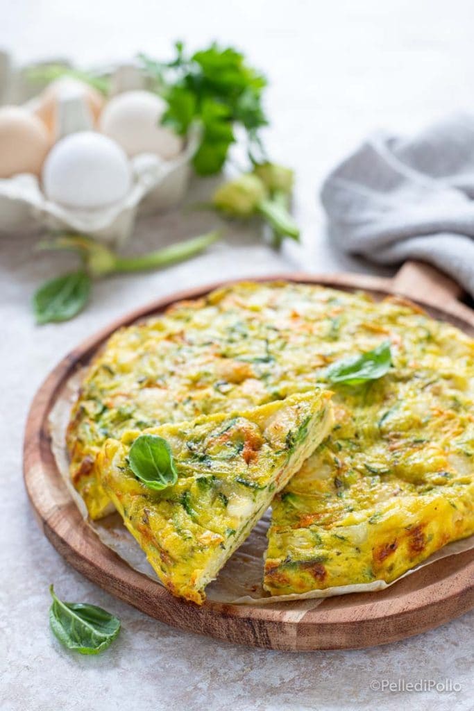 frittata with zucchini flowers and zucchini