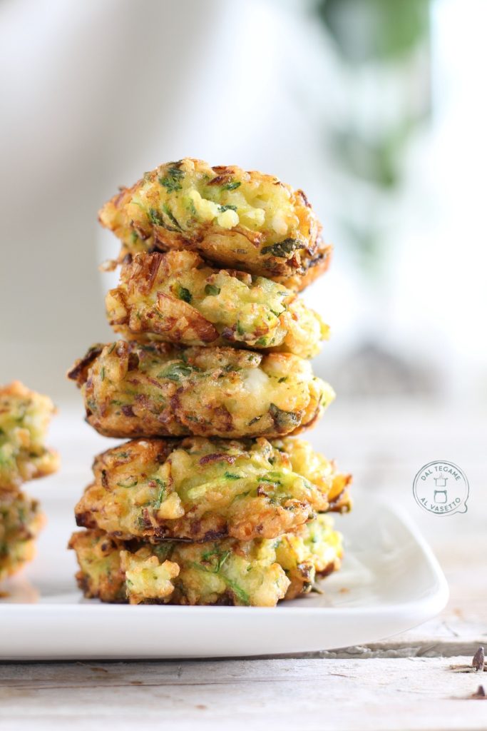 Fritters made with grated zucchini and feta cheese
