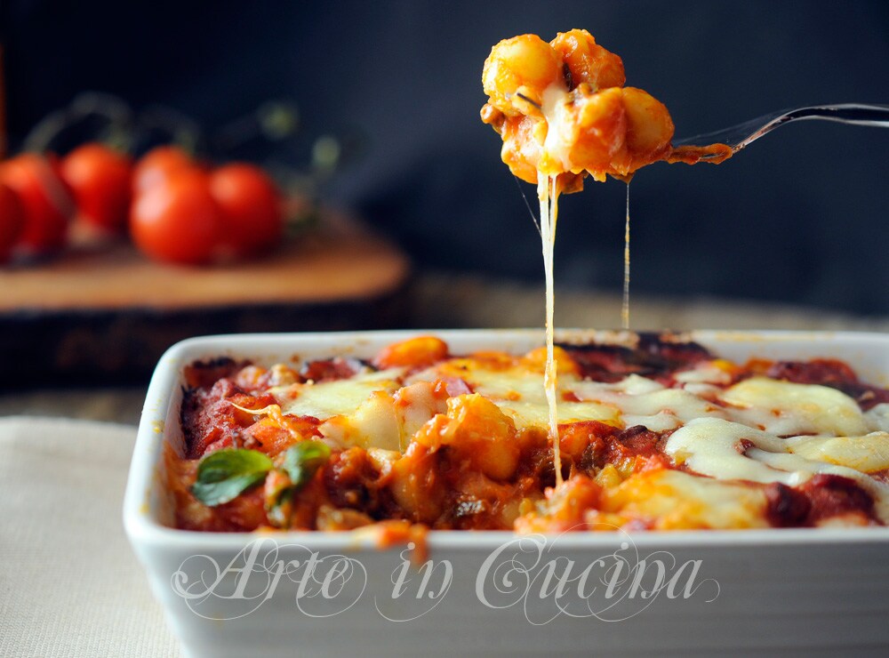 Gnocchi with Eggplants in Funghetto Style in the Oven vickyart art in kitchen