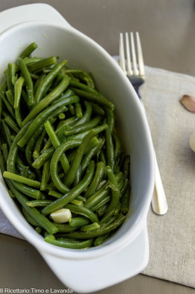 green beans with pennyroyal and garlic