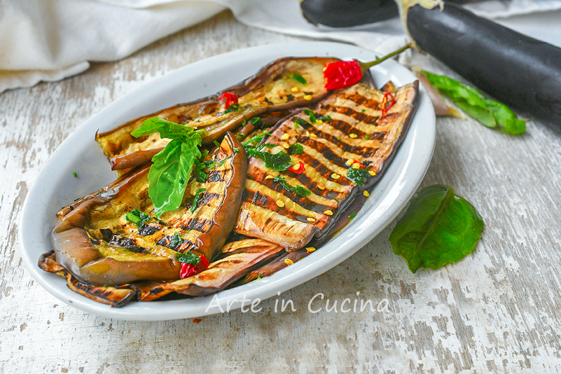 Grilled Eggplants in Pan Seasoned