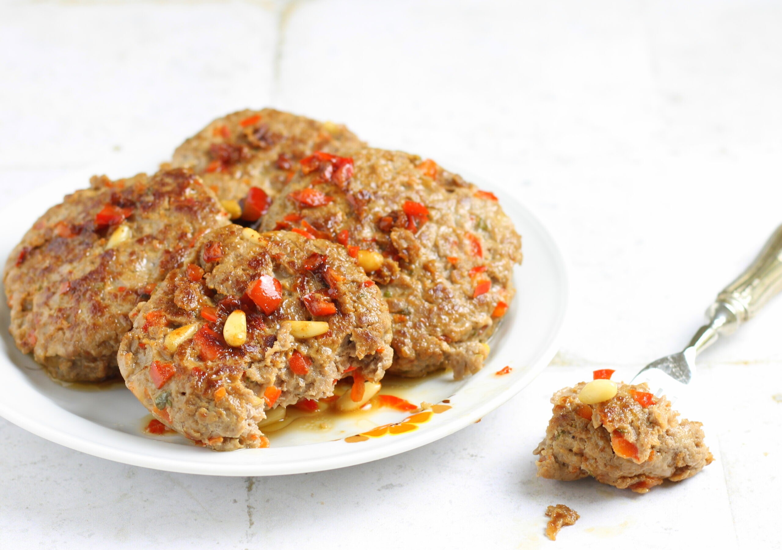 Beef Burger with Bell Pepper and Parmesan