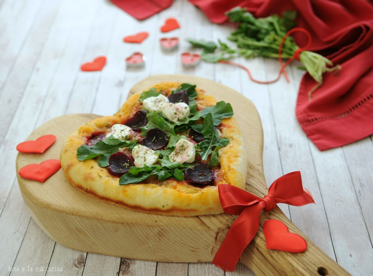Heart-Shaped Pizza with Beetroot