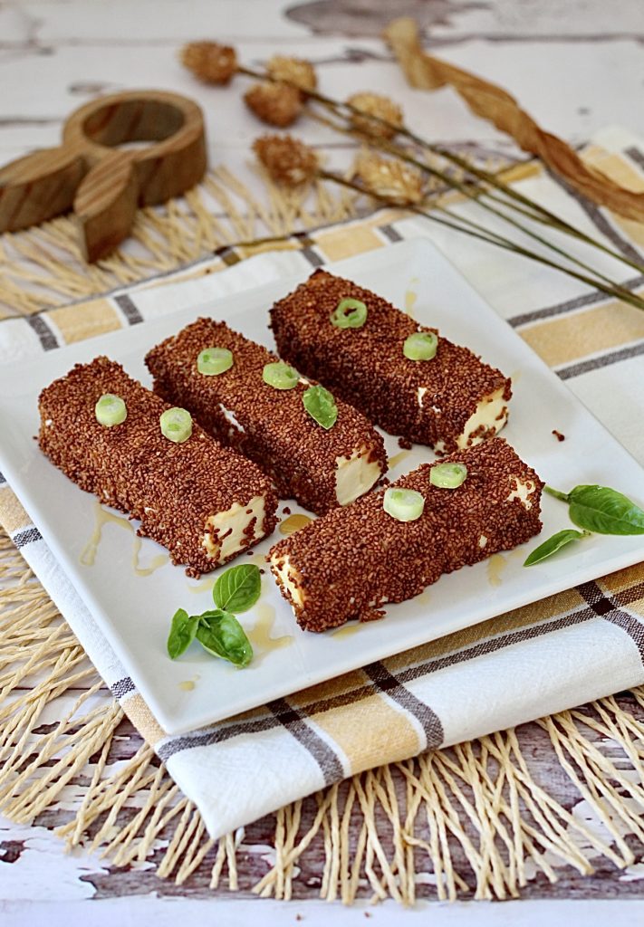 Sesame-Crusted Feta with Honey