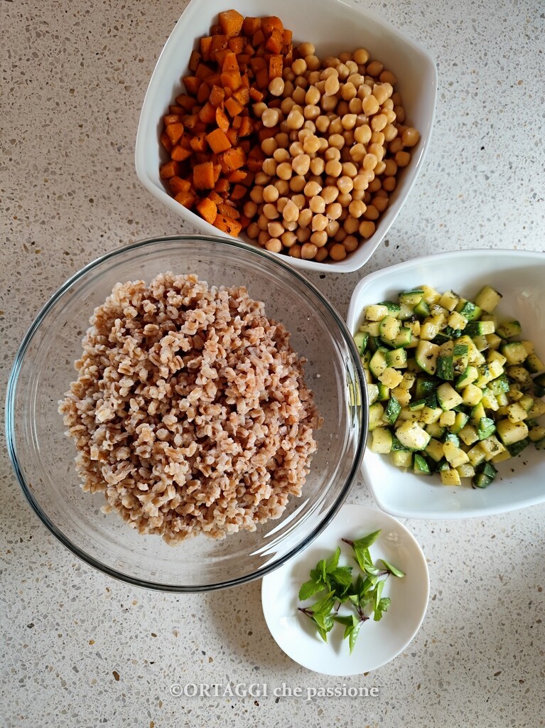 ingredients for vegan farro salad 125912