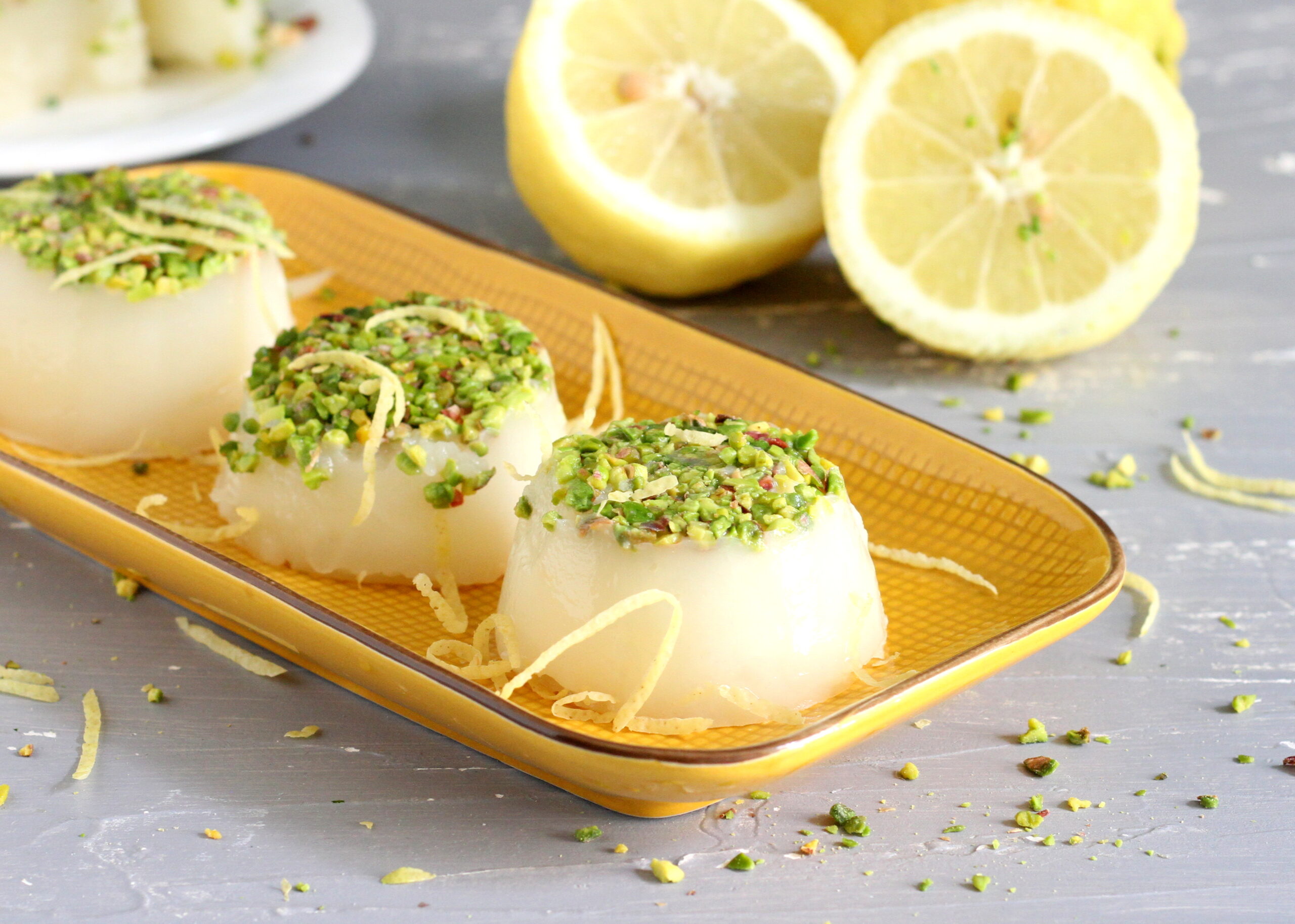Lemon Jelly and Pistachio Crumbles