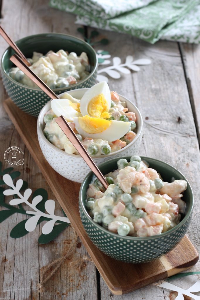 Russian salad with Greek yogurt and mayonnaise