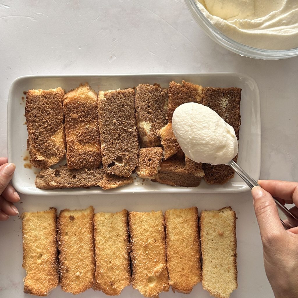 mascarpone cream and sugar-free cookies for making tiramisu