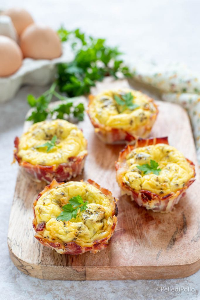 frittata muffins in bacon