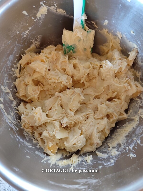 mix to make the soft apple cake batter uniform