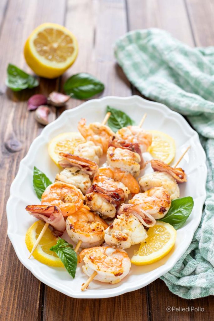 monkfish and shrimp skewers
