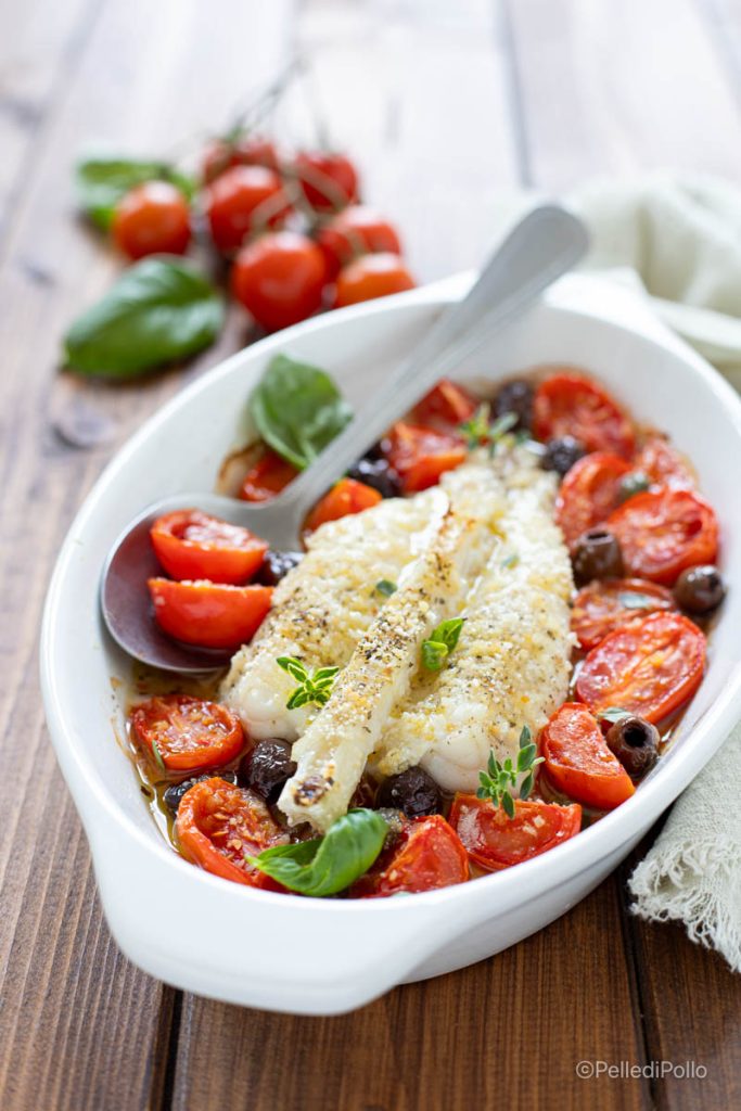 baked monkfish with cherry tomatoes