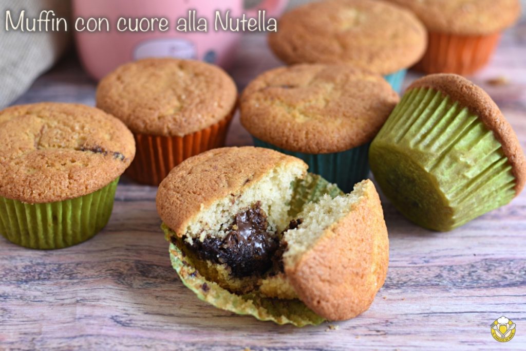 muffins with creamy Nutella heart that remains soft when frozen, recipe also gluten-free il chicco di mais