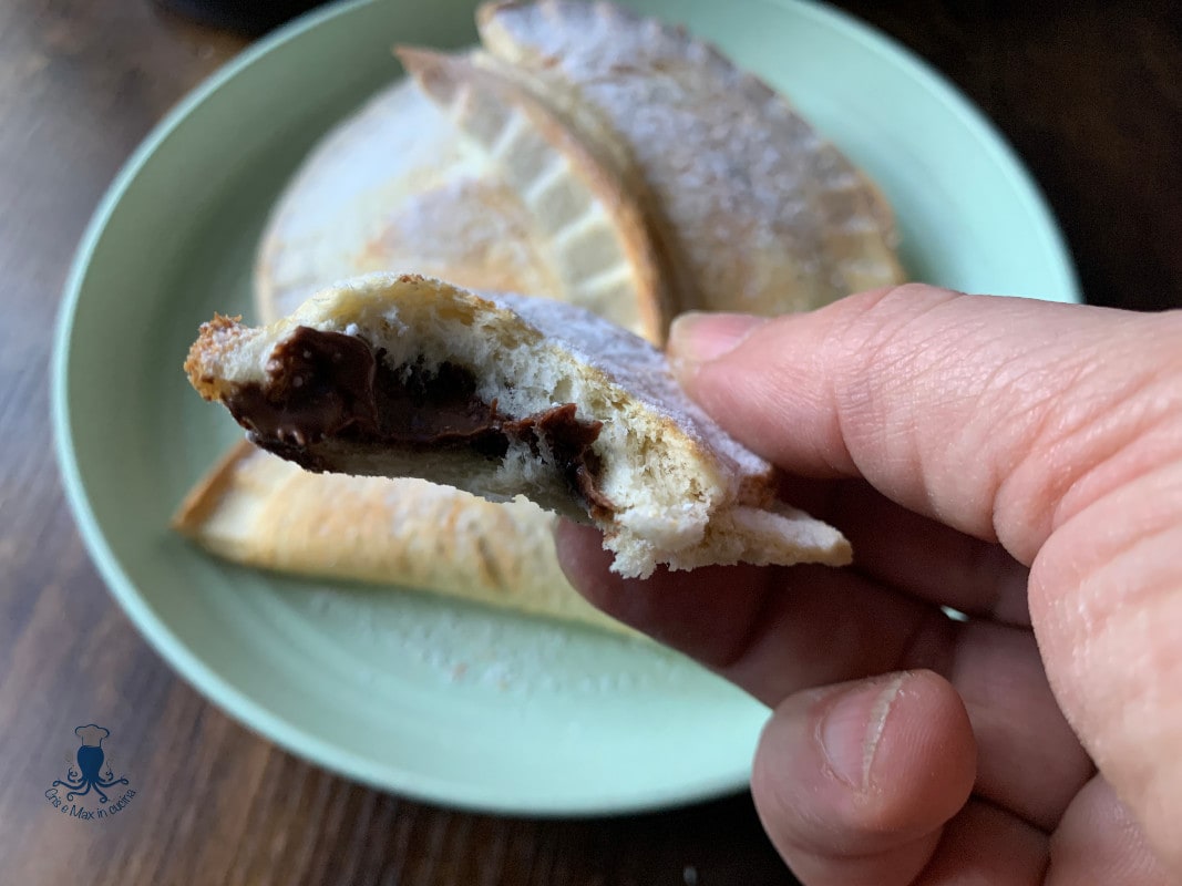 Nutella Sandwich Bread Crescents in Air Fryer, Egg-Free Recipe.
