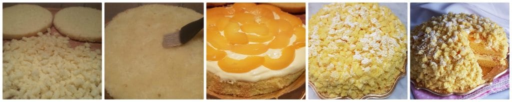 mimosa cake with canned peaches