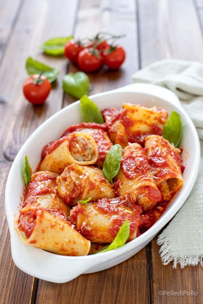 paccheri stuffed with eggplants and ricotta