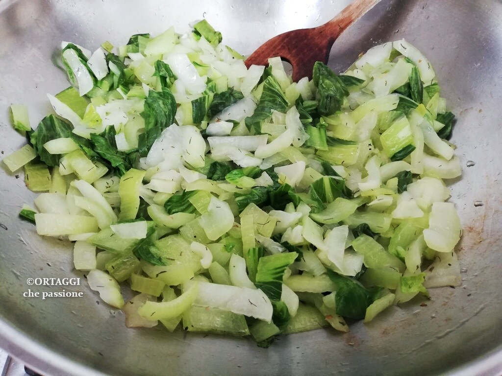 pak choi in pan sliced - quick cooking