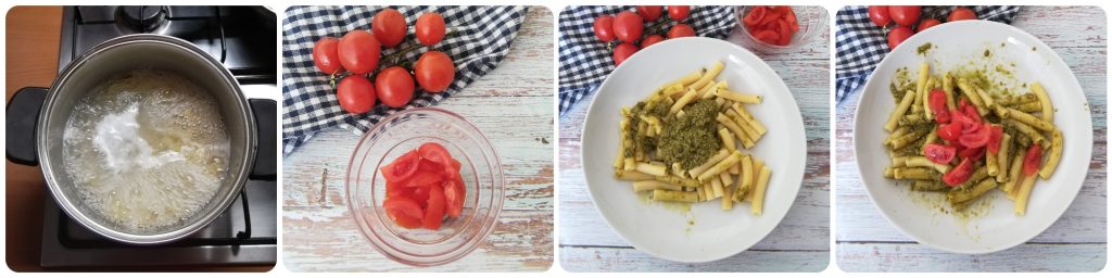 PASTA WITH PESTO AND CHERRY TOMATOES