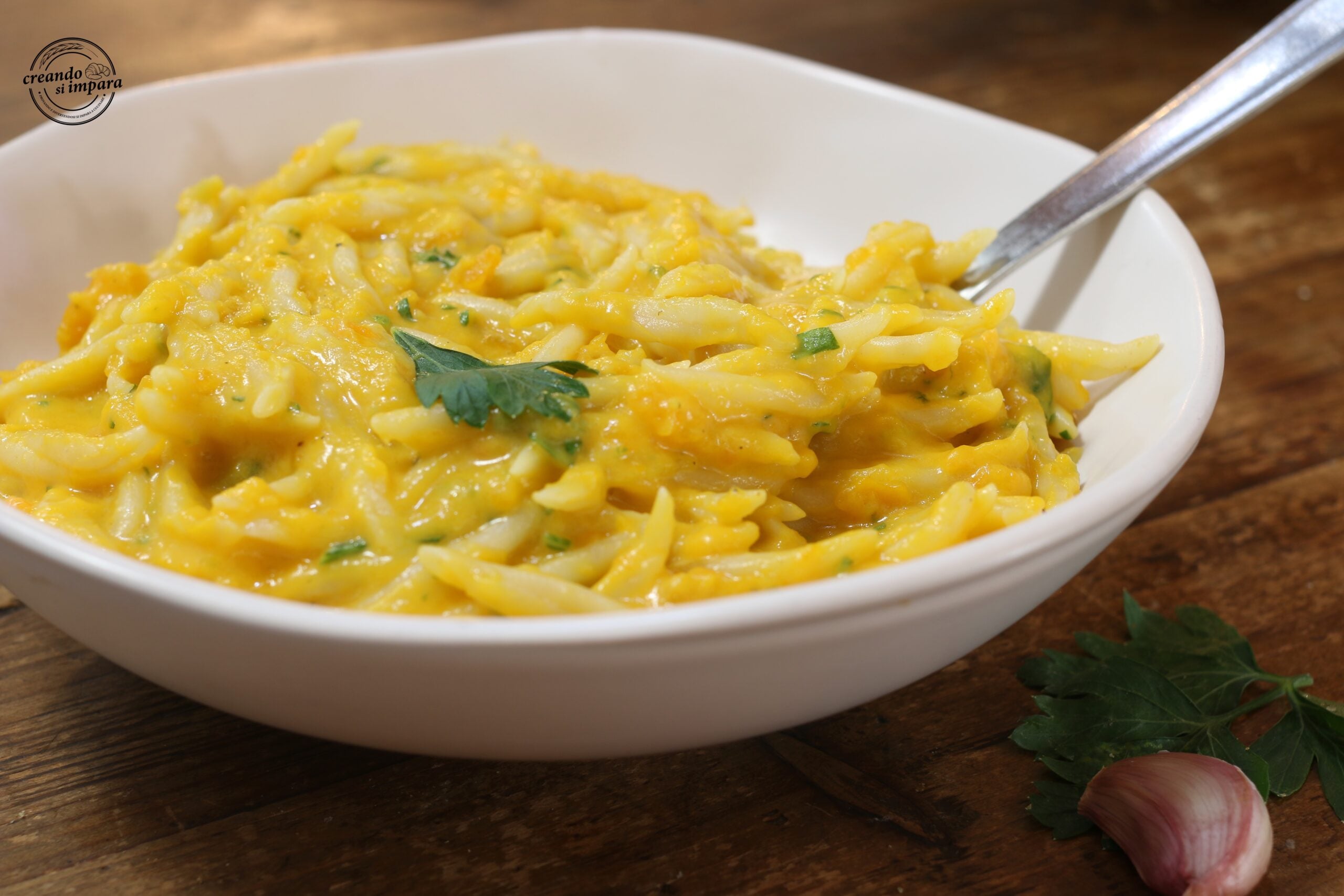 Pasta with Pumpkin Cream and Stracchino