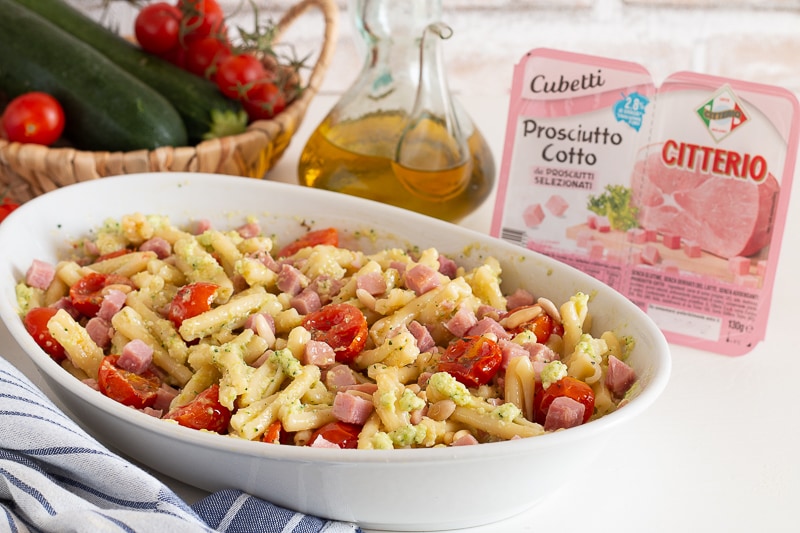 Pasta with Zucchini Pesto and Ham
