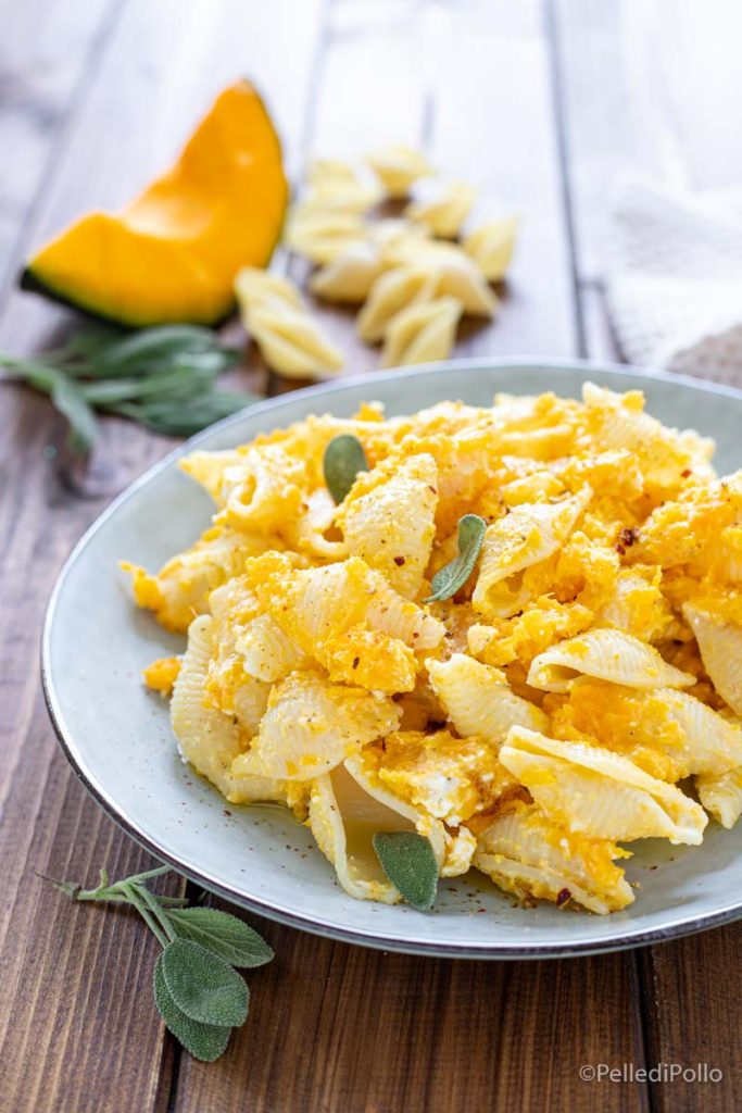 creamy pasta with pumpkin and feta