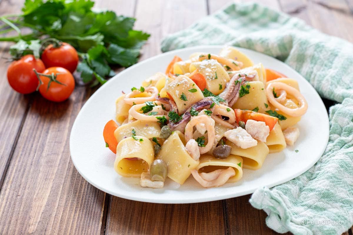 Pasta with Squid and Swordfish