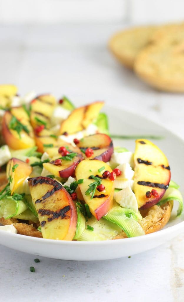 Friselle with Marinated Zucchini and Grilled Peaches