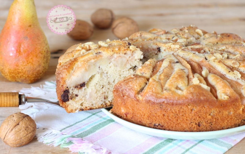 pear, walnut, and chocolate cake
