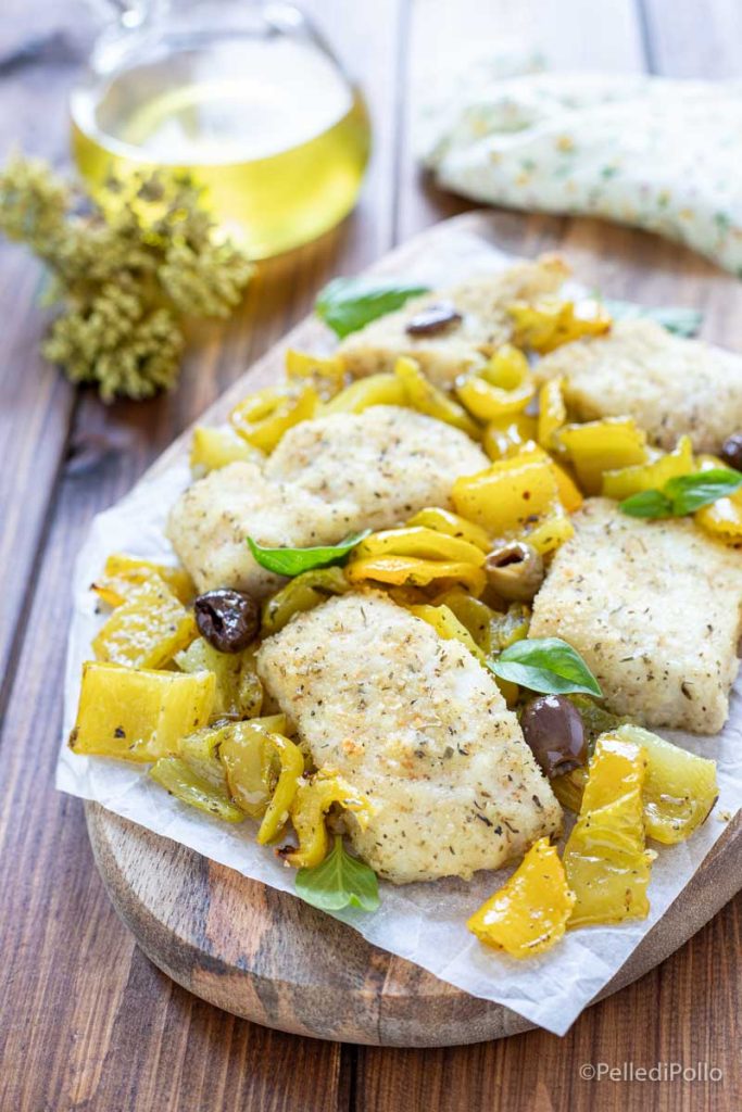 oven-baked perch with peppers