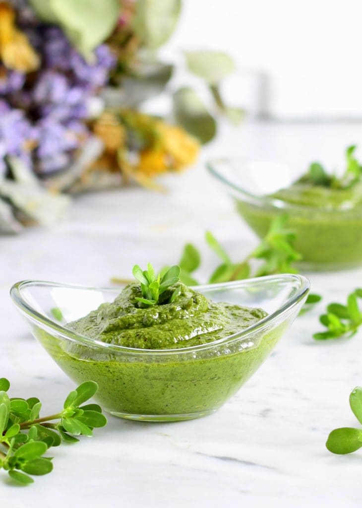 Purslane and Almond Pesto