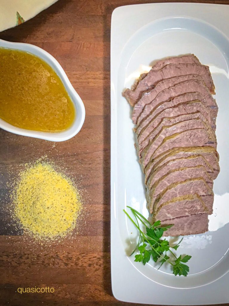 Marinated beef roast cooked in electric pressure cooker