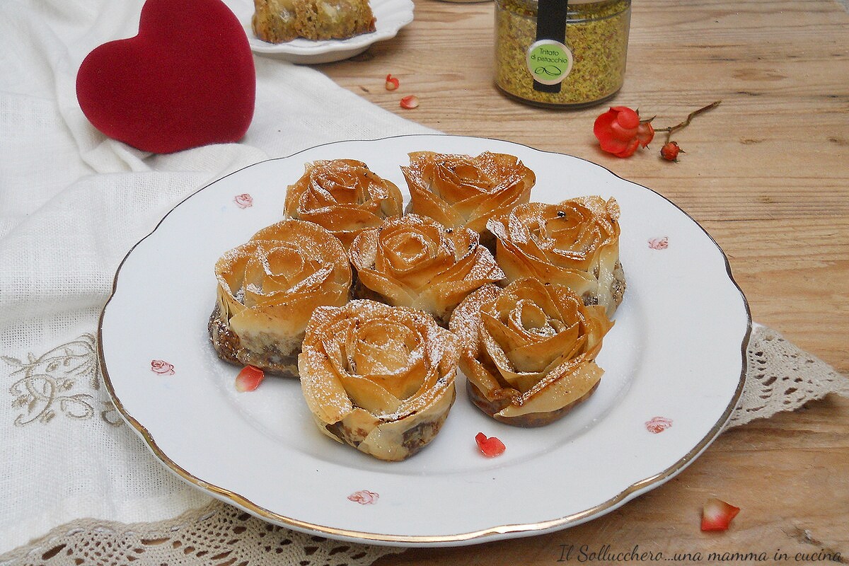 Phyllo Dough Roses with Pistachio