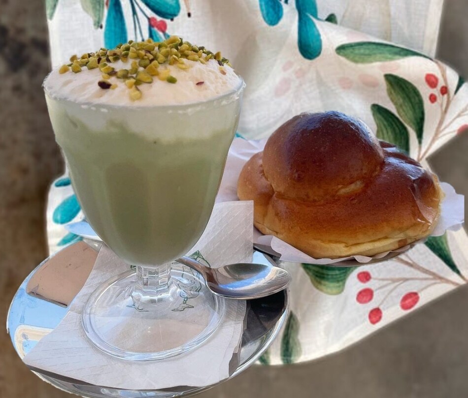 Sicilian Pistachio Granita with Whipped Cream