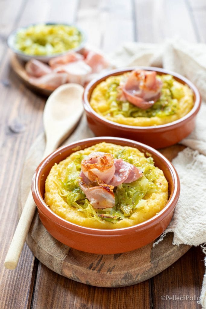 savoy cabbage with polenta and speck