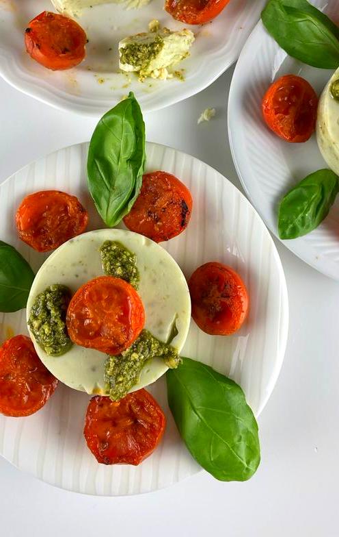 Panna cotta with pesto and parmesan