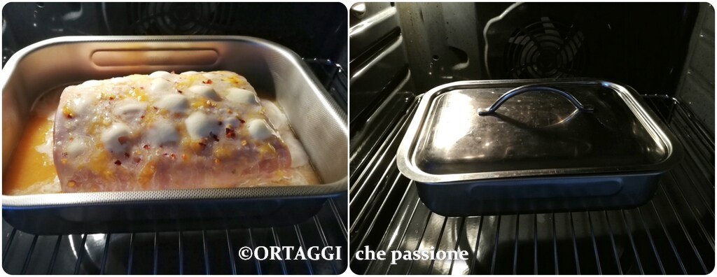 pork roast cooking in the oven