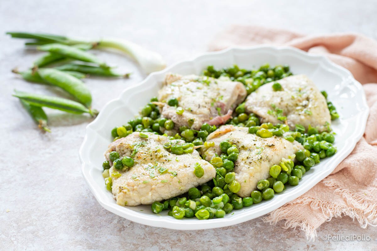 Pork Loin Rolls with Peas