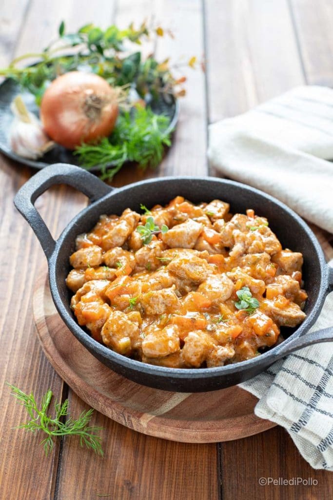 pork bites in aromatic herb stew