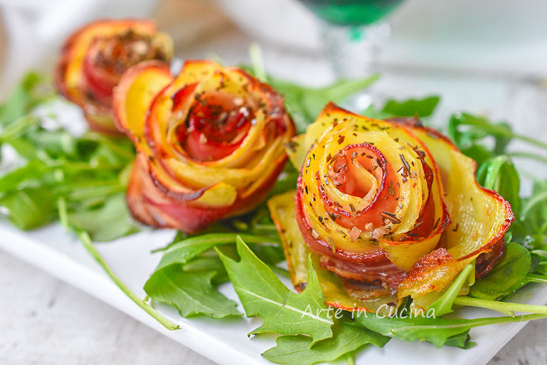 Baked Potato and Bacon Roses