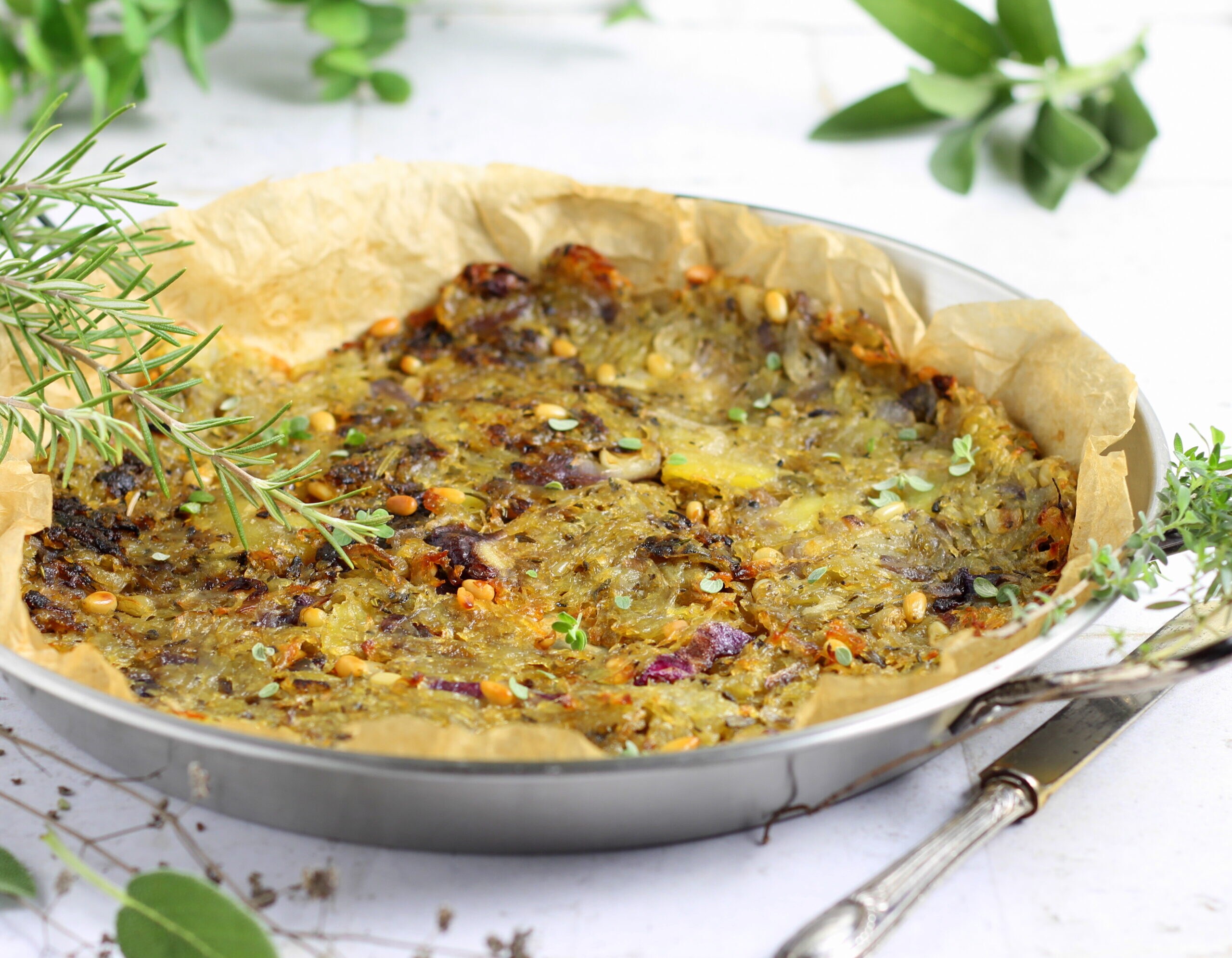 Baked Potato, Onion, and Pine Nut Rösti