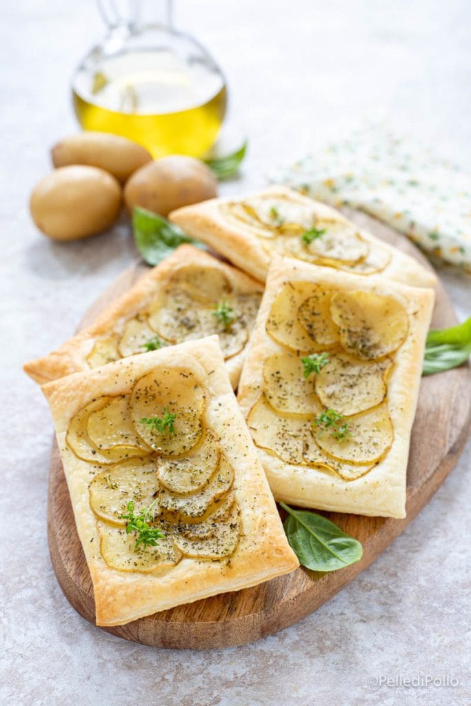puff pastries with potatoes and herbs