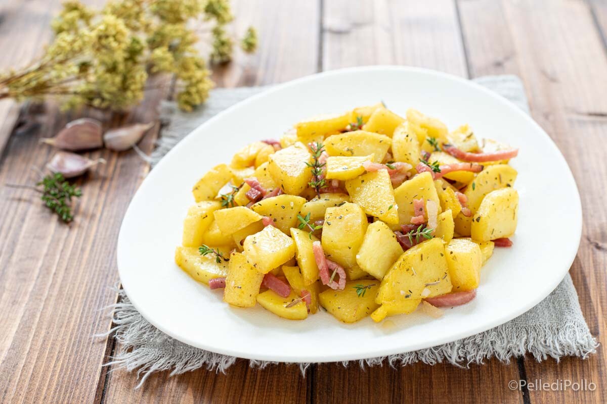 Potatoes with Speck in a Pan